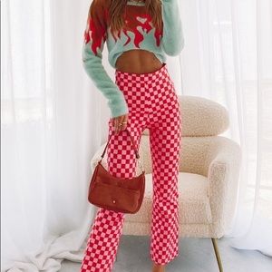 SOLD Beginning Boutique Lorelai Check Pant Pink